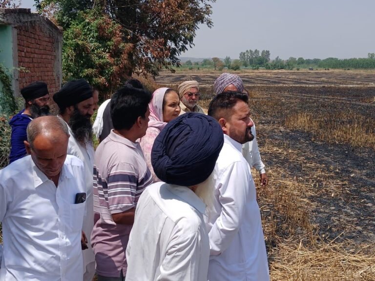 ਹਲਕਾ ਬਲਾਚੌਰ ਦੇ ਬਲਾਕ ਸੜੋਆ ਦੇ ਪਿੰਡ ਸਹੂੰਗੜਾ ਅੱਗ ਨਾਲ ਕਿਸਾਨਾਂ ਦੀ ਕਣਕ ਅਤੇ ਟਰੈਕਟਰ ਨੂੰ ਨੁਕਸਾਨ, ਵਿੱਤੀ ਮਦਦ ਦੀ ਗਾਰੰਟੀ ਵਿਧਾਇਕ ਸੰਤੋਸ਼ ਕਟਾਰੀਆ