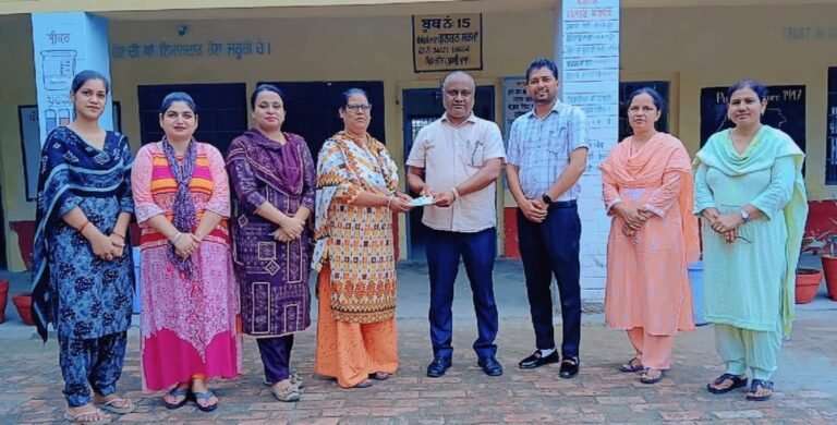 ਰਾਜ ਪੁਰਸਕਾਰ ਜੇਤੂ ਪਰਵਿੰਦਰ ਭੰਗਲ ਵੱਲੋਂ ਭੀਣ ਸਕੂਲ ਨੂੰ 11000 ਰੁਪਏ ਦੀ ਰਾਸ਼ੀ ਭੇਂਟ 